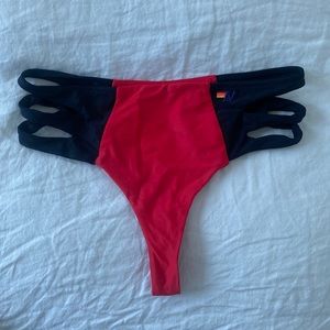 Aviator Nation Cheeky Thong Bikini Bottom with cut outs